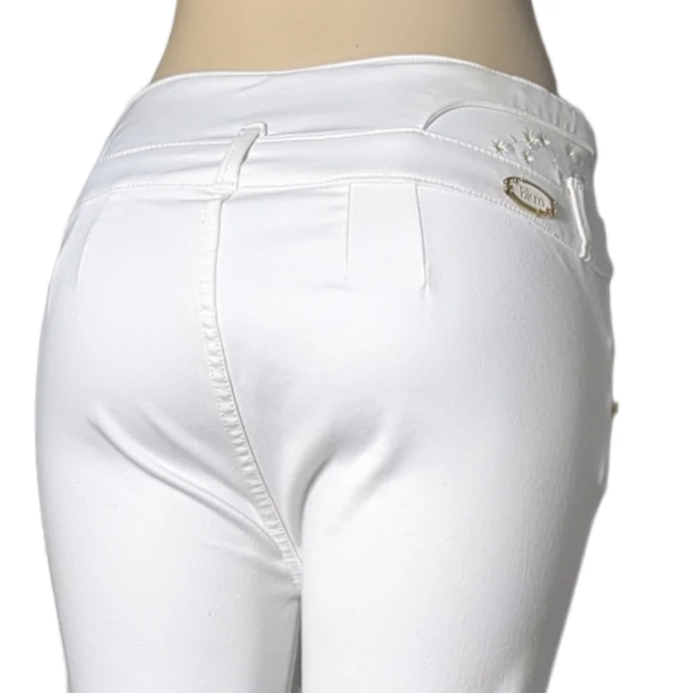 *NEW* Colombian Authentic Skinny Butt Lifter white Embroidery Jeans Size 12 - Picture 4 of 16